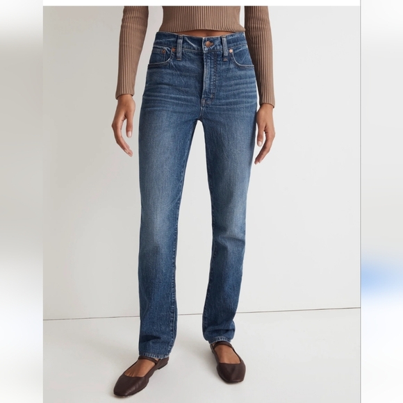 Madewell Blue Straight Leg Jeans - Picture 1 of 12